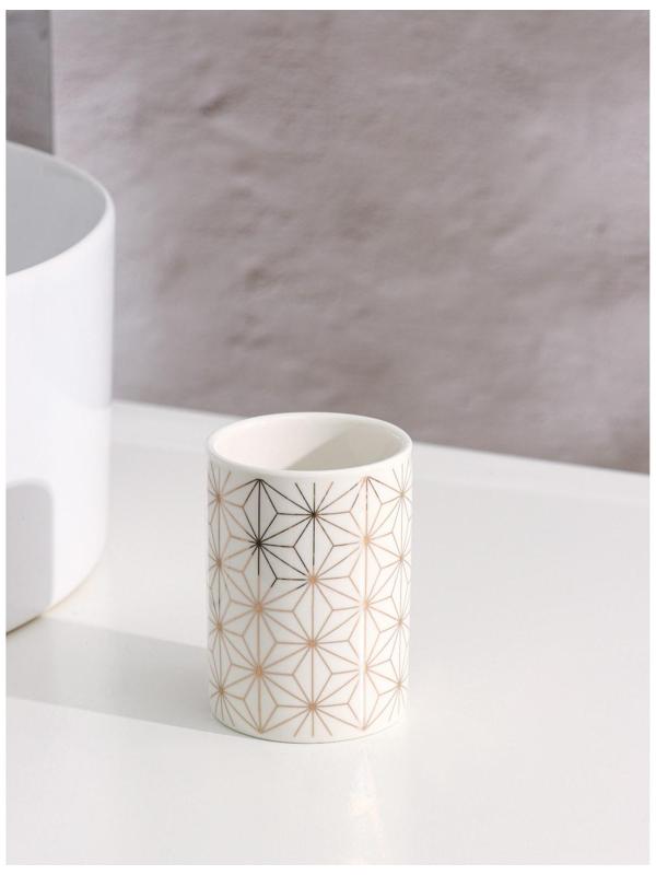 Набор аксессуаров для ванной комнаты Доляна «Андромеда», 3 предмета (дозатор 250 мл, мыльница, стакан), цвет белый