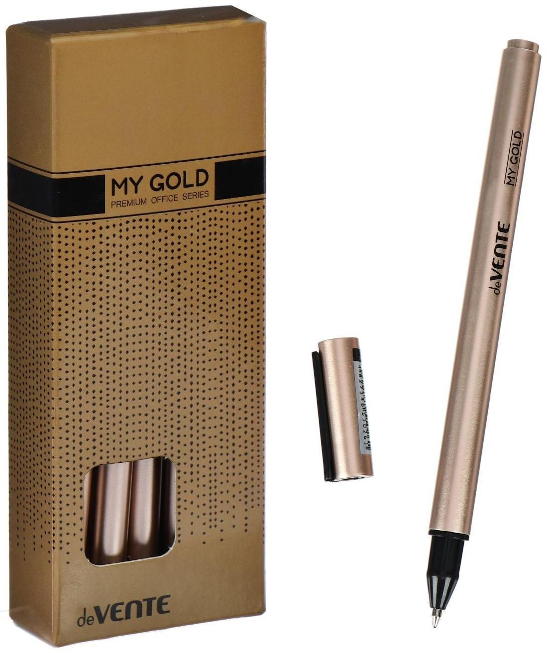 Ручка шариковая deVENTE My Gold 0,7 мм, ультрагладкое письмо, синие чернила, масляная основа, золотой корпус