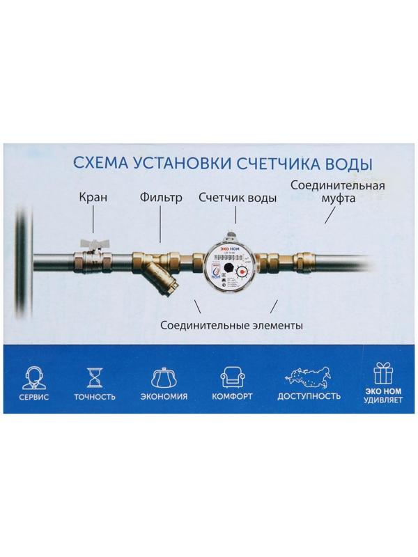 Счетчик воды «ЭКО НОМ» СВ-15-80, универсальный, 1/2