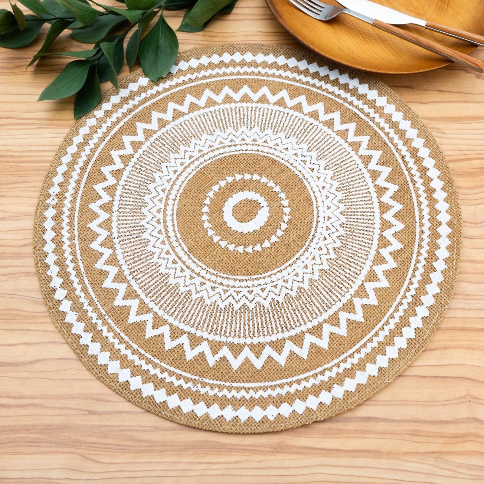 Салфетка сервировочная на стол «Африка», d=38 см, цвет белый