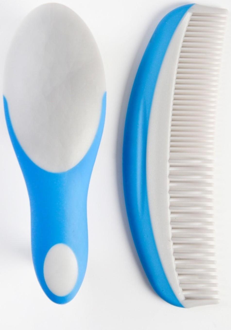 Набор для ухода за волосами, щетка+ расческа, цвет голубой