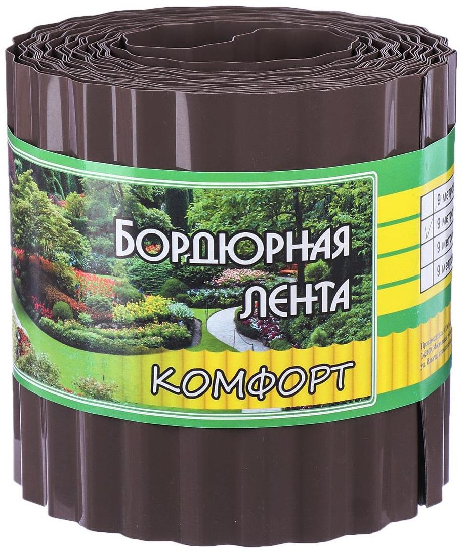 Лента бордюрная, 0.15 × 9 м, толщина 0.6 мм, пластиковая, гофра, темно-коричневая