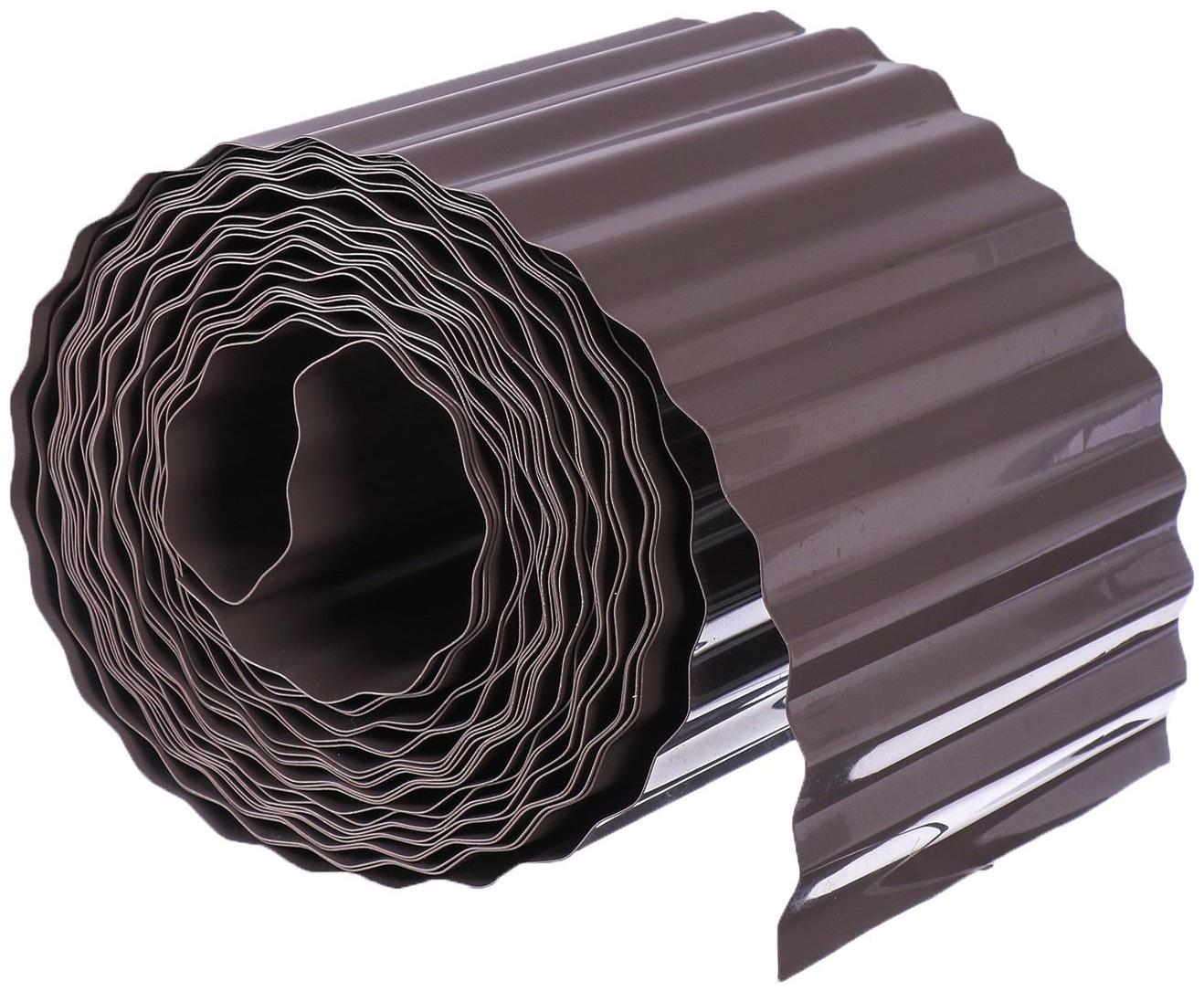 Лента бордюрная, 0.15 × 9 м, толщина 0.6 мм, пластиковая, гофра, темно-коричневая