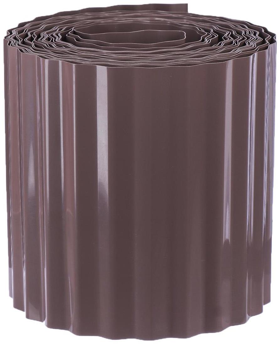 Лента бордюрная, 0.15 × 9 м, толщина 0.6 мм, пластиковая, гофра, темно-коричневая