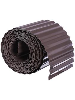Лента бордюрная, 0.15 × 9 м, толщина 0.6 мм, пластиковая, гофра, темно-коричневая