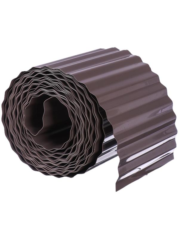 Лента бордюрная, 0.15 × 9 м, толщина 0.6 мм, пластиковая, гофра, темно-коричневая