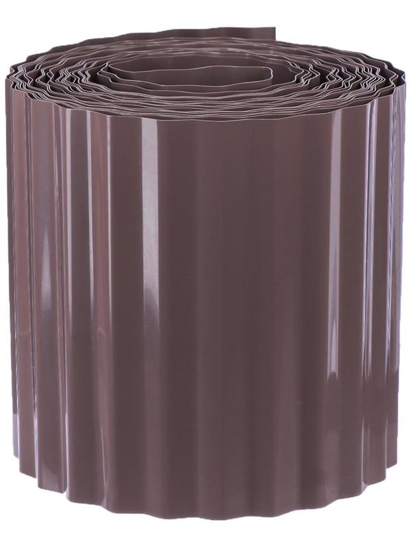 Лента бордюрная, 0.15 × 9 м, толщина 0.6 мм, пластиковая, гофра, темно-коричневая