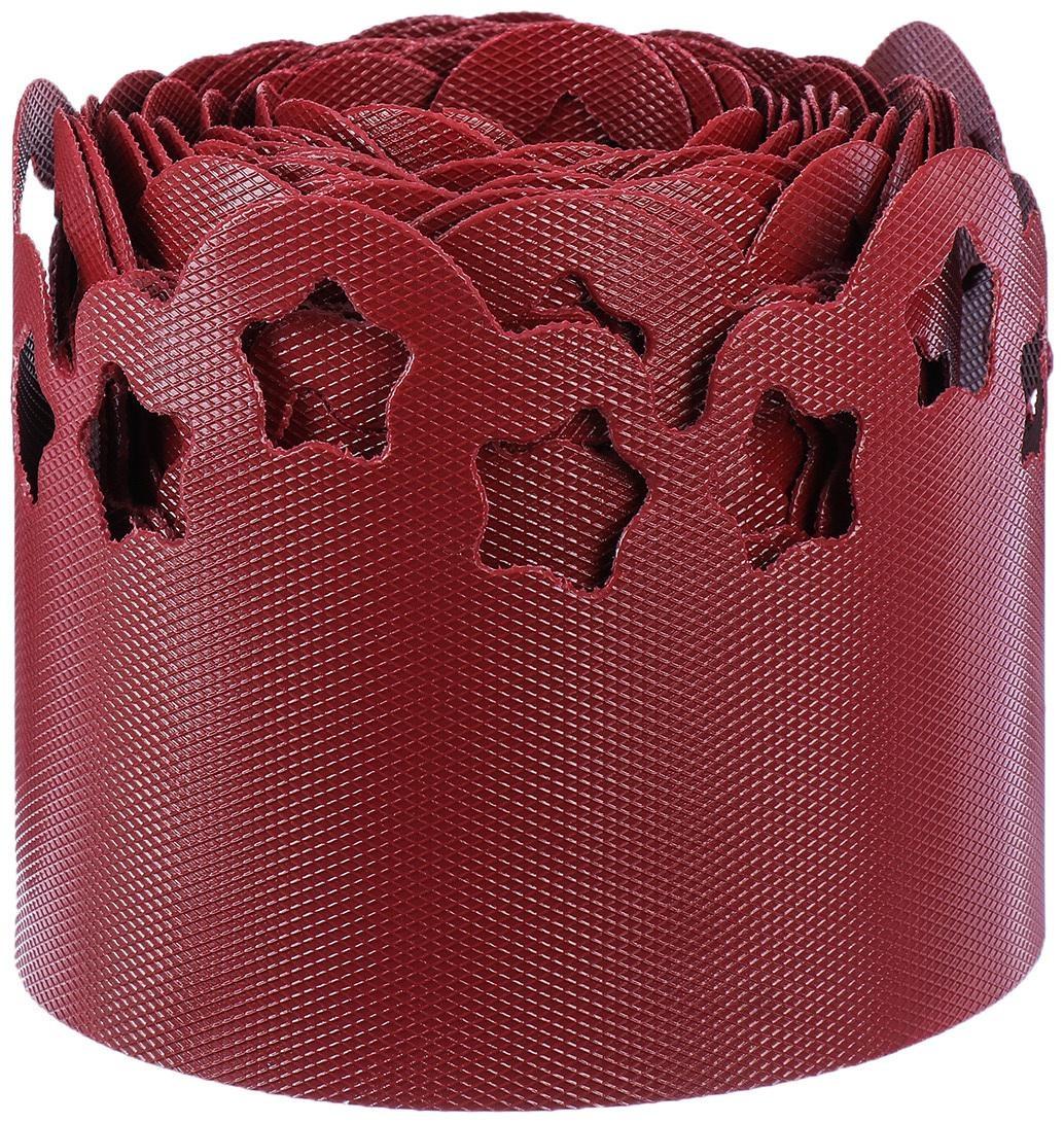 Лента бордюрная, 0.15 × 9 м, толщина 1.2 мм, пластиковая, фигурная, красная