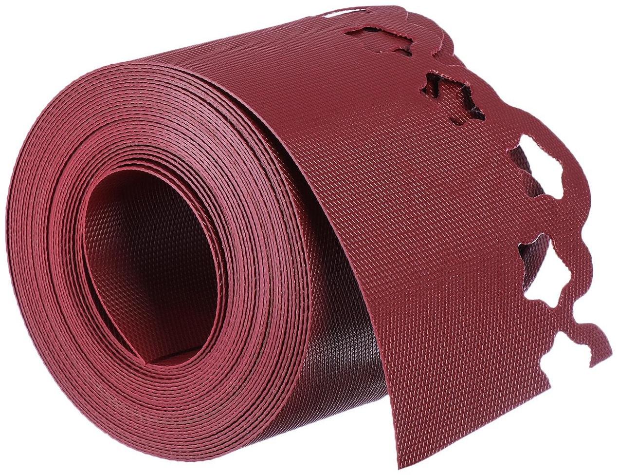 Лента бордюрная, 0.15 × 9 м, толщина 1.2 мм, пластиковая, фигурная, красная