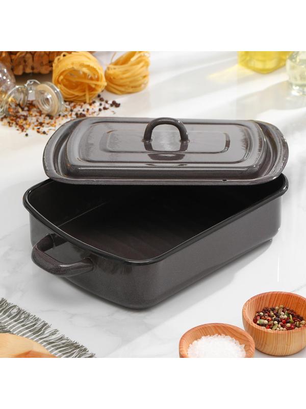 Противень с крышкой, 3 л, цвет коричневый