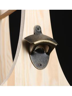 Ящик для пива 19×18×30 см  с открывашкой, под 4 бутылки, деревянный