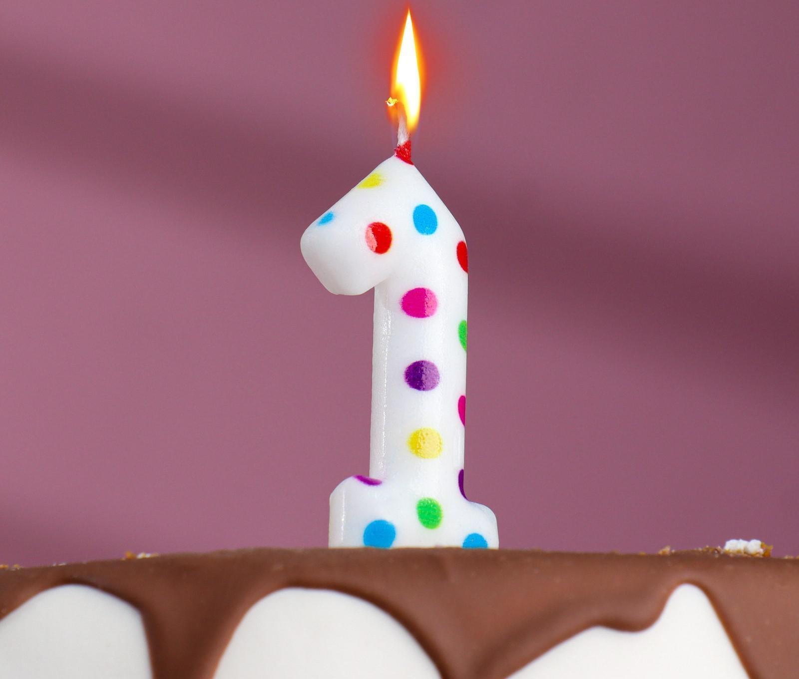 Свеча в торт на день рождения «‎Цветное конфетти»‎, цифра 