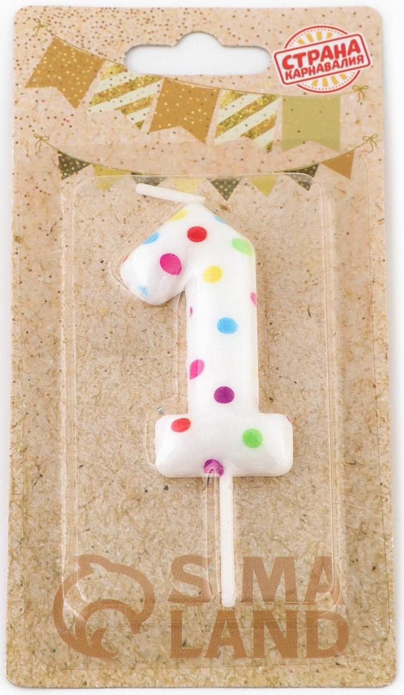 Свеча в торт на день рождения «‎Цветное конфетти»‎, цифра 