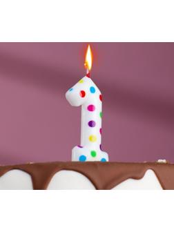 Свеча в торт на день рождения «‎Цветное конфетти»‎, цифра 