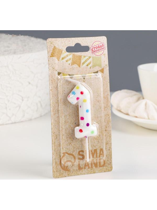 Свеча в торт на день рождения «‎Цветное конфетти»‎, цифра 