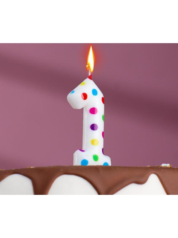 Свеча в торт на день рождения «‎Цветное конфетти»‎, цифра 