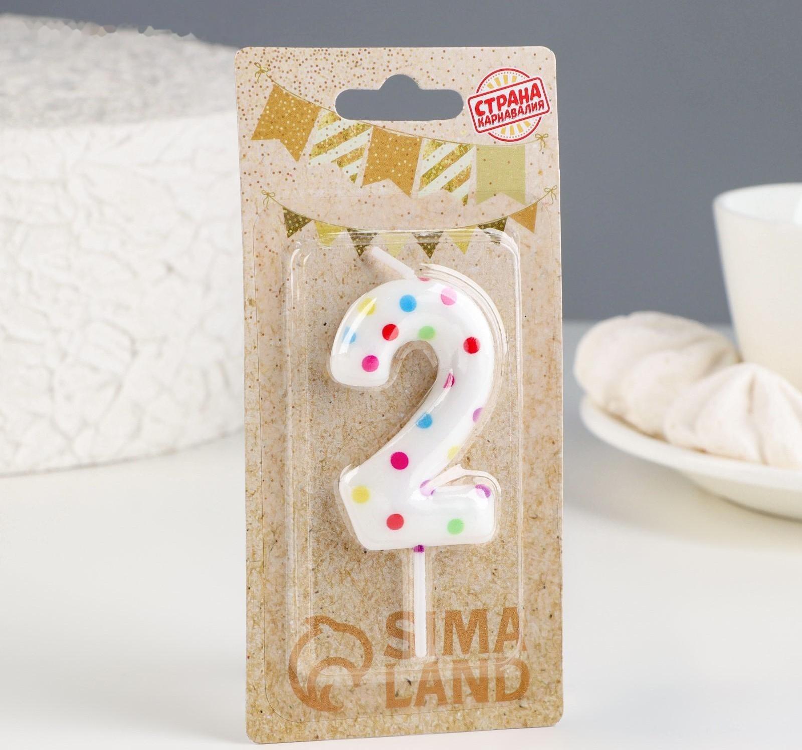 Свеча в торт на день рождения «‎Цветное конфетти»‎, цифра 