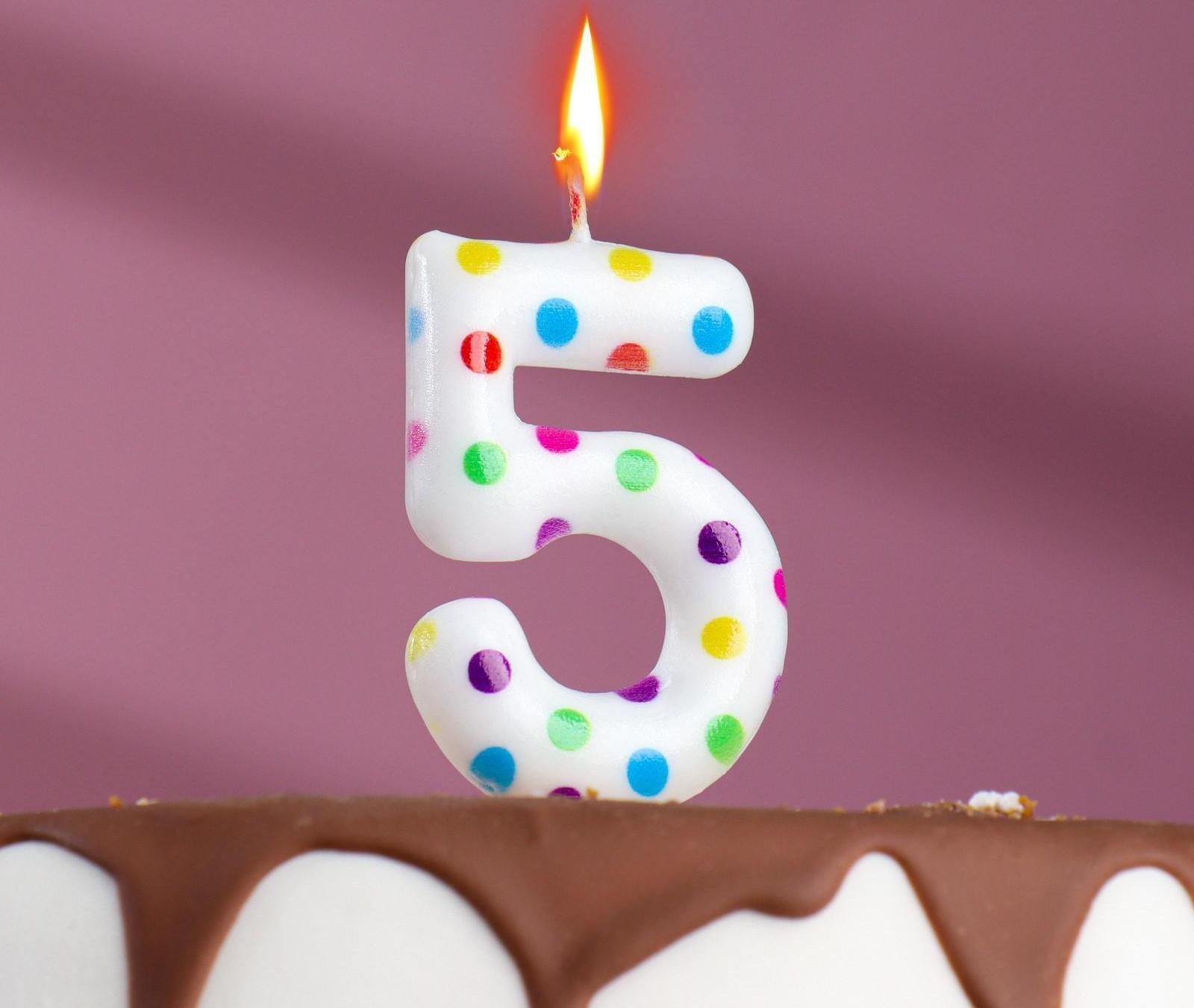 Свеча в торт на день рождения «‎Цветное конфетти»‎, цифра 