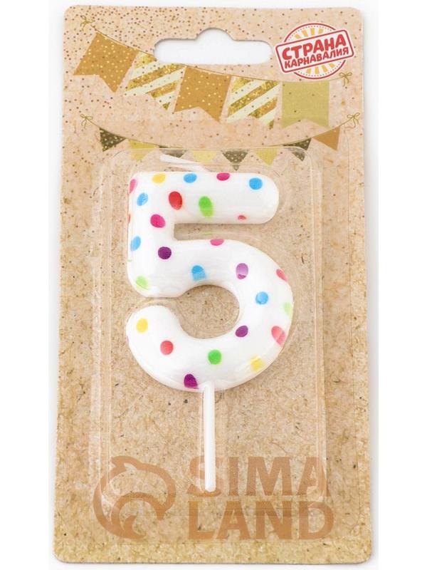 Свеча в торт на день рождения «‎Цветное конфетти»‎, цифра 