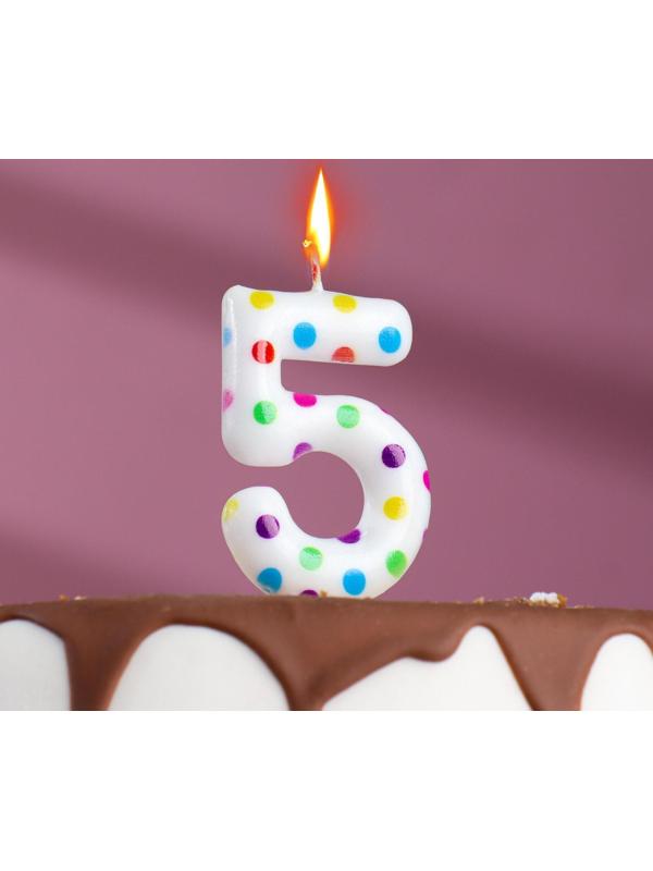 Свеча в торт на день рождения «‎Цветное конфетти»‎, цифра 