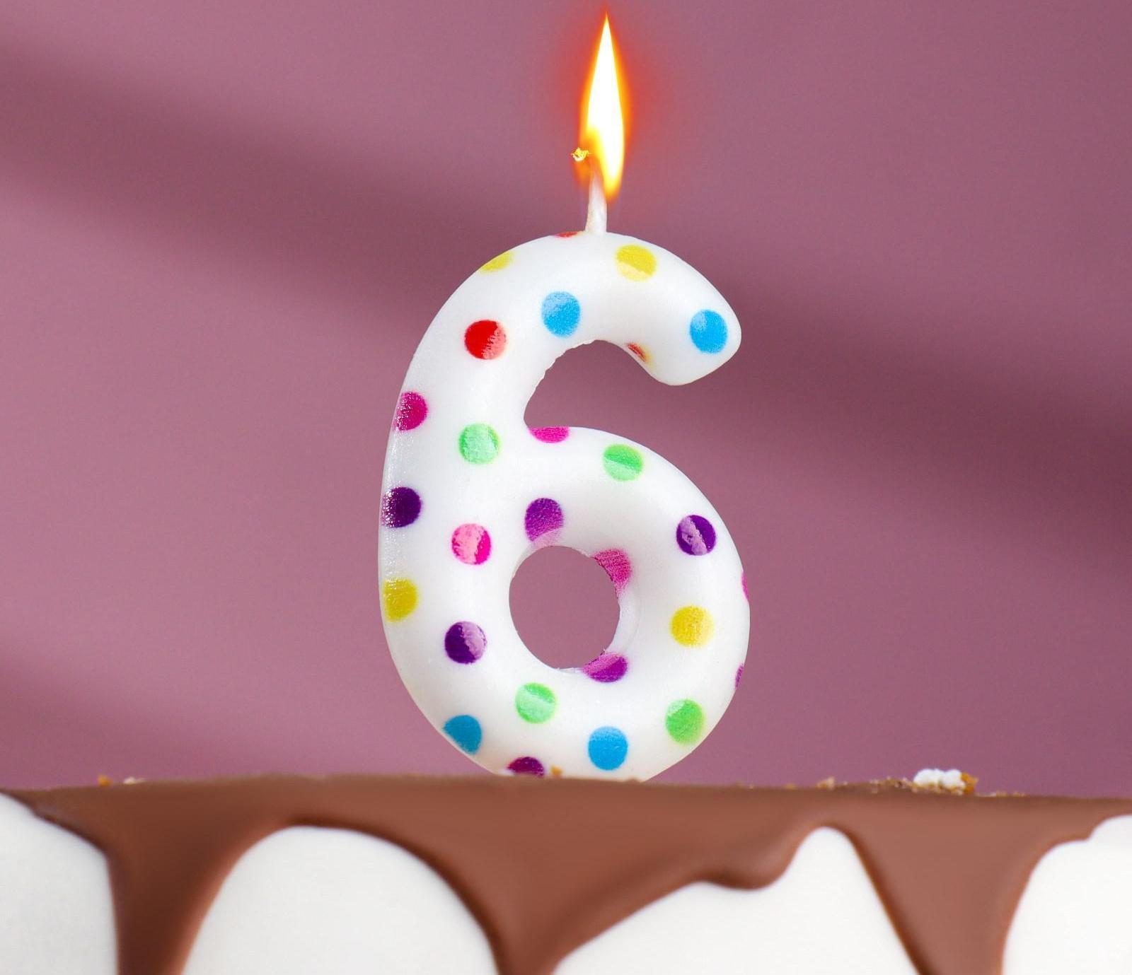 Свеча в торт на день рождения «‎Цветное конфетти»‎, цифра 