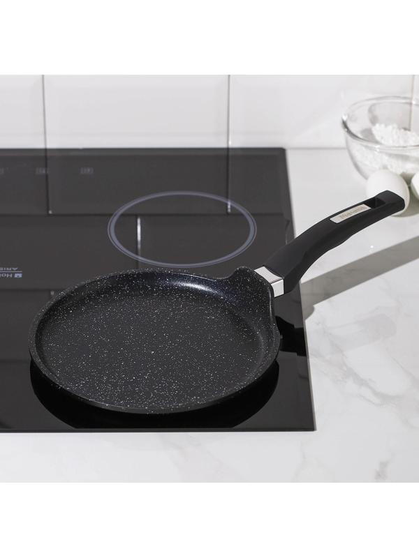 Сковорода блинная «Гранит Black», d=22 см, пластиковая ручка, антипригарное покрытие, цвет чёрный