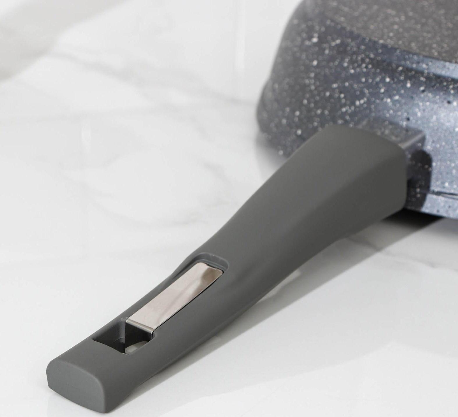 Сковорода «Гранит», d=24 см, съёмная ручка, антипригарное покрытие, стеклянная крышка, цвет серый