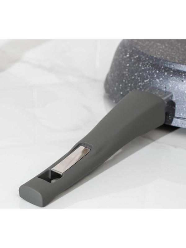 Сковорода «Гранит», d=24 см, съёмная ручка, антипригарное покрытие, стеклянная крышка, цвет серый