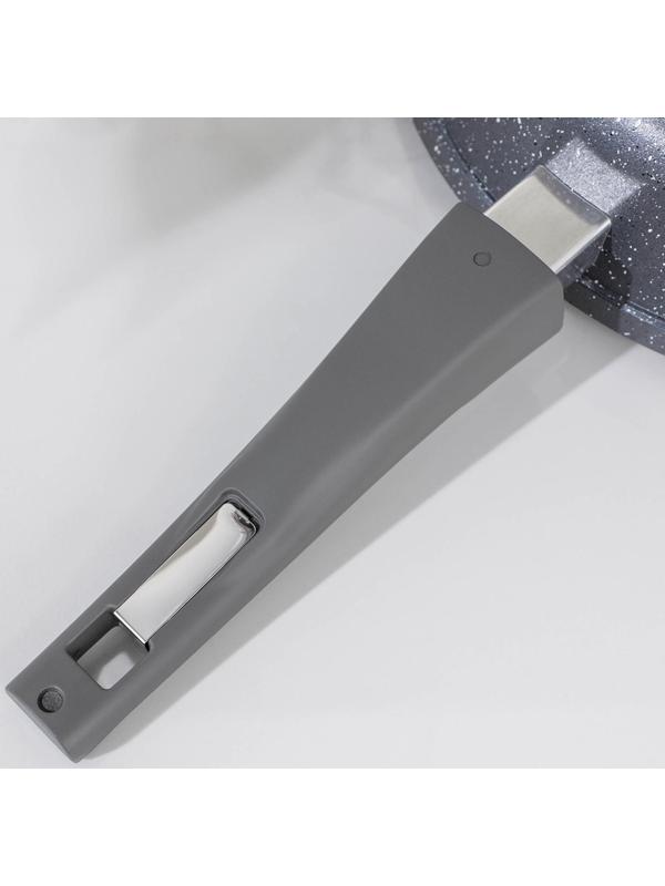 Сковорода «Гранит», d=28 см, съёмная ручка, антипригарное покрытие, съёмная ручка, стеклянная крышка, цвет серый