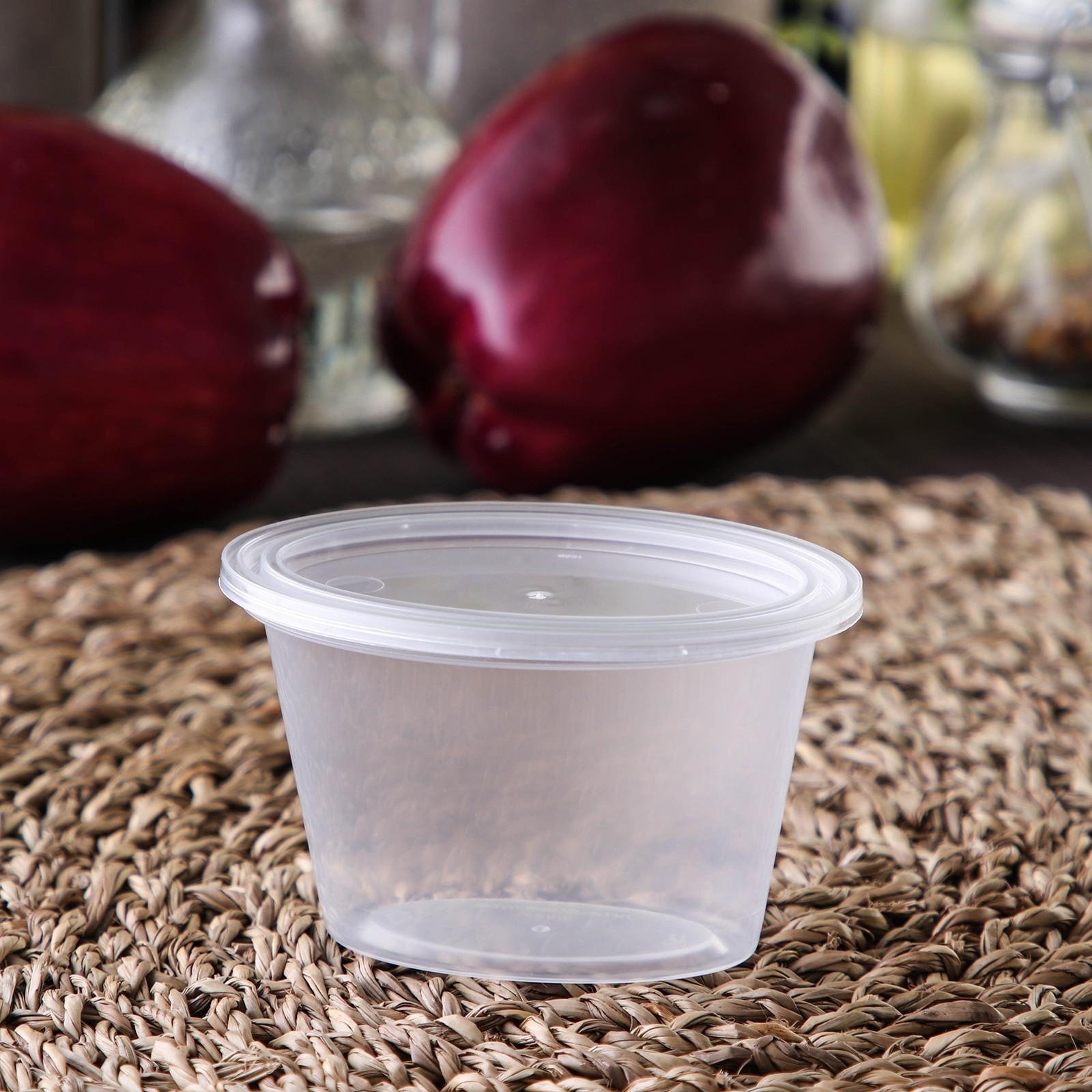 Соусник одноразовый, 100 мл, овальный, с крышкой, цвет прозрачный