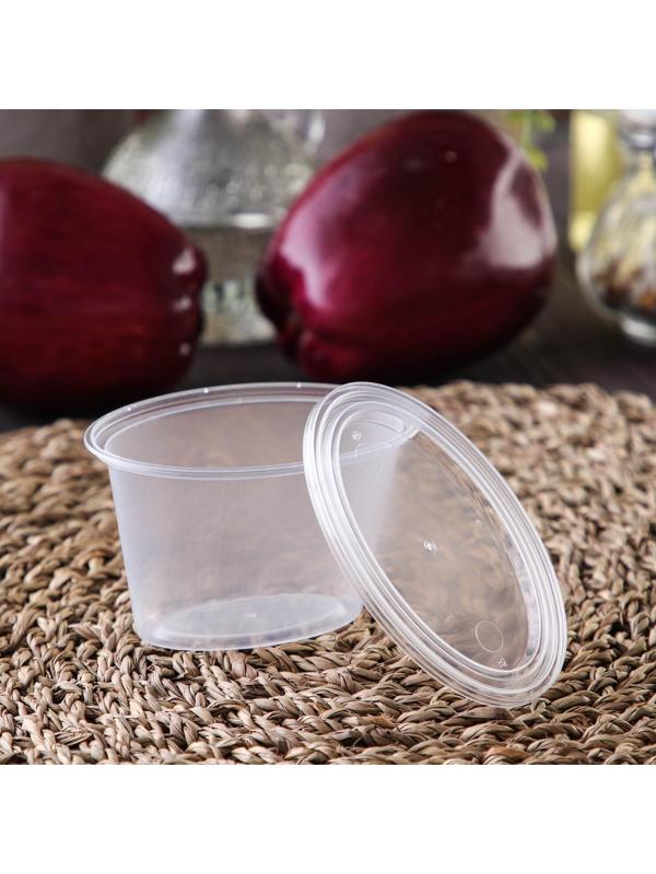 Соусник одноразовый, 100 мл, овальный, с крышкой, цвет прозрачный