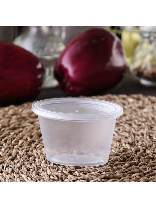 Соусник одноразовый, 100 мл, овальный, с крышкой, цвет прозрачный