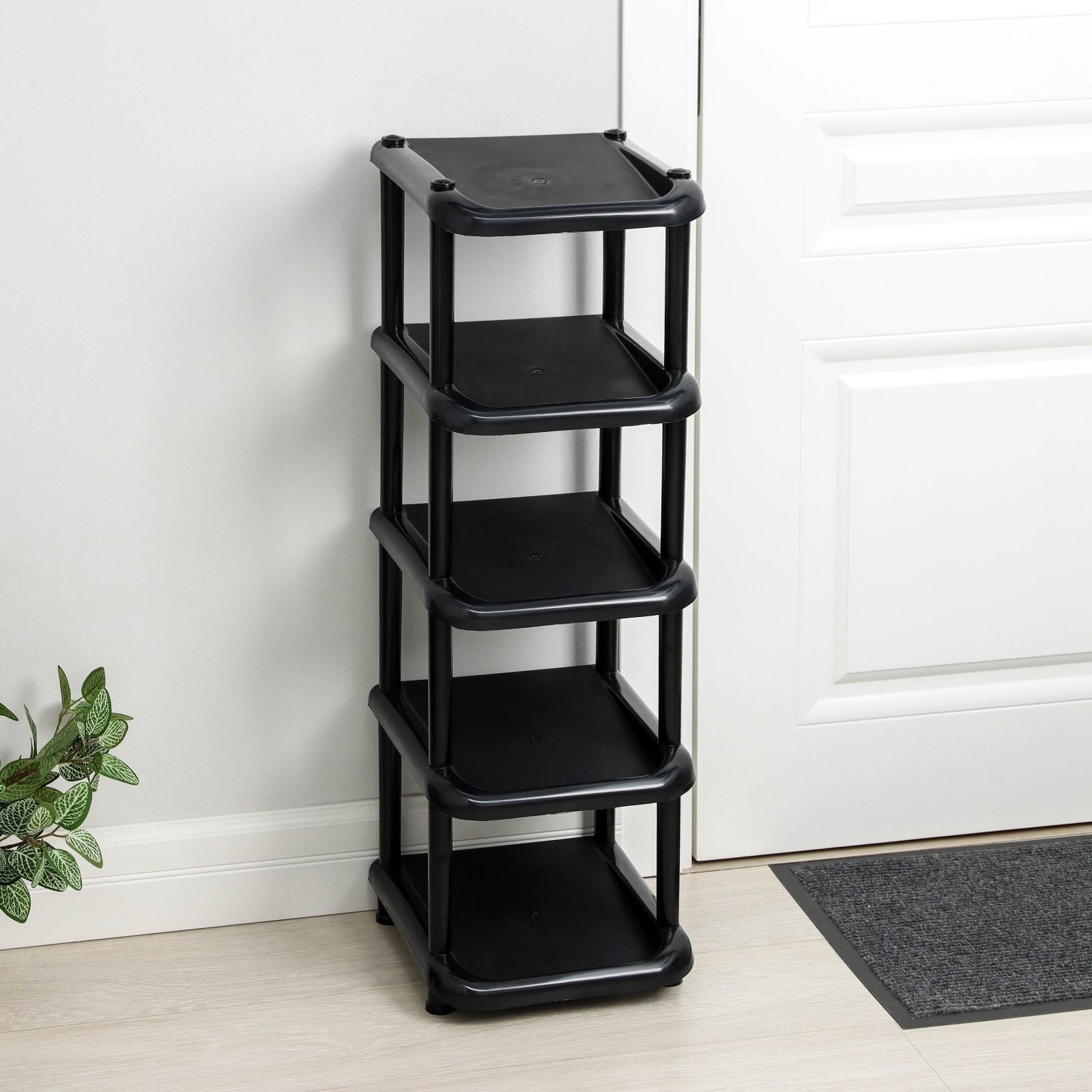 Полка для обуви, 5 ярусов, 27×31×83 см, цвет чёрный