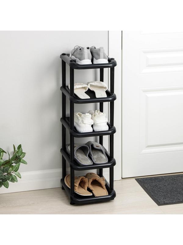Полка для обуви, 5 ярусов, 27×31×83 см, цвет чёрный