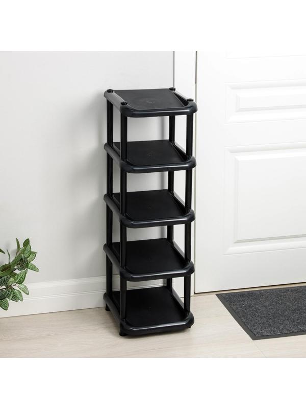 Полка для обуви, 5 ярусов, 27×31×83 см, цвет чёрный