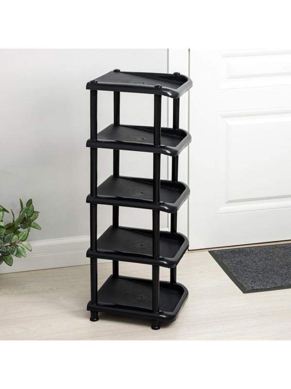 Полка для обуви, 5 ярусов, 27×31×83 см, цвет чёрный