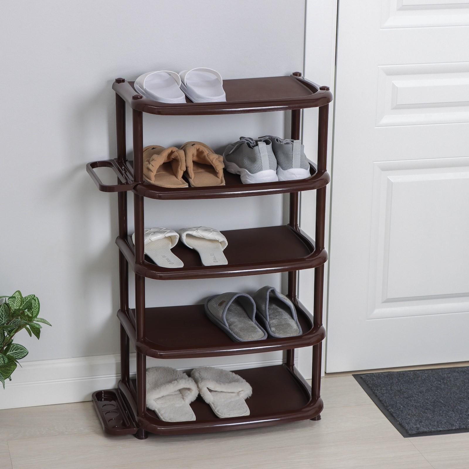 Полка для обуви, 5 ярусов, 48×31×83 см, цвет коричневый