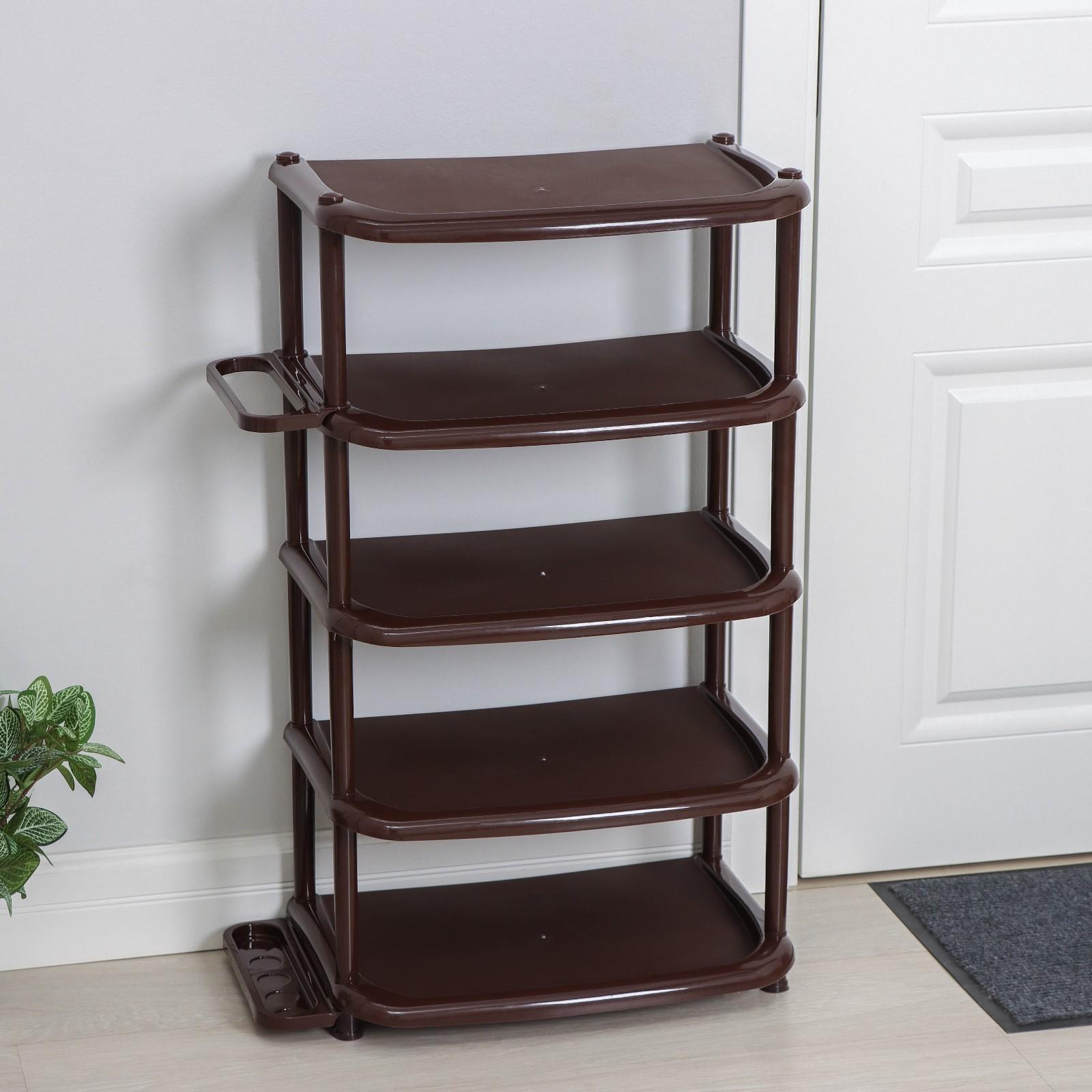 Полка для обуви, 5 ярусов, 48×31×83 см, цвет коричневый