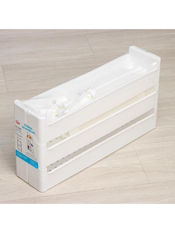 Стойка напольная 3-х секционная, на колёсиках, цвет белый