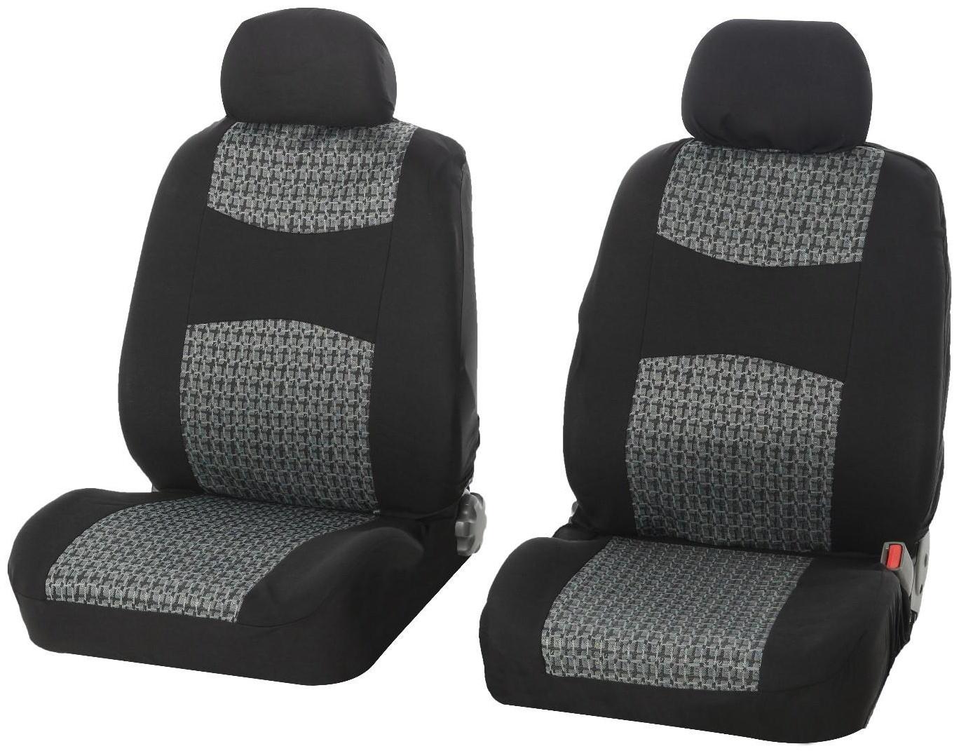 Авточехлы универсальные Nova Bright, черные с серыми вставками, жаккард, 11 предметов