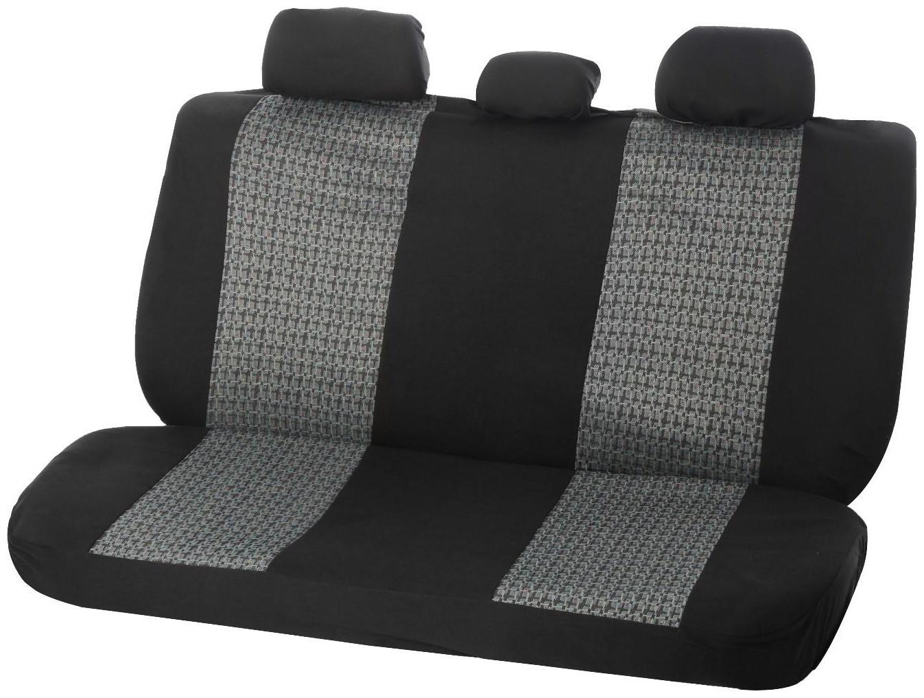 Авточехлы универсальные Nova Bright, черные с серыми вставками, жаккард, 11 предметов