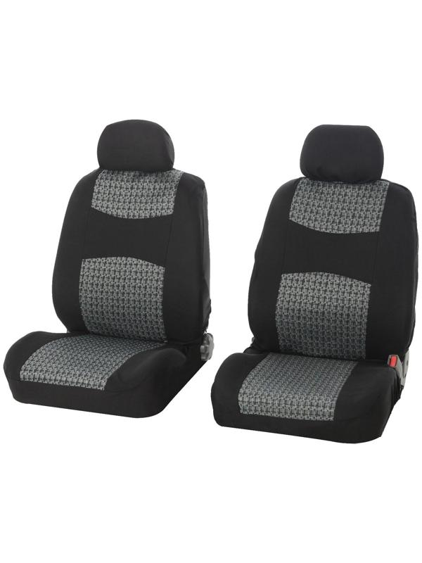 Авточехлы универсальные Nova Bright, черные с серыми вставками, жаккард, 11 предметов