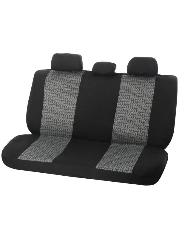 Авточехлы универсальные Nova Bright, черные с серыми вставками, жаккард, 11 предметов