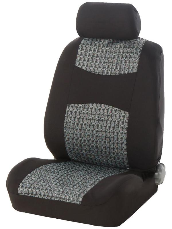 Авточехлы универсальные Nova Bright, черные с серыми вставками, жаккард, 11 предметов