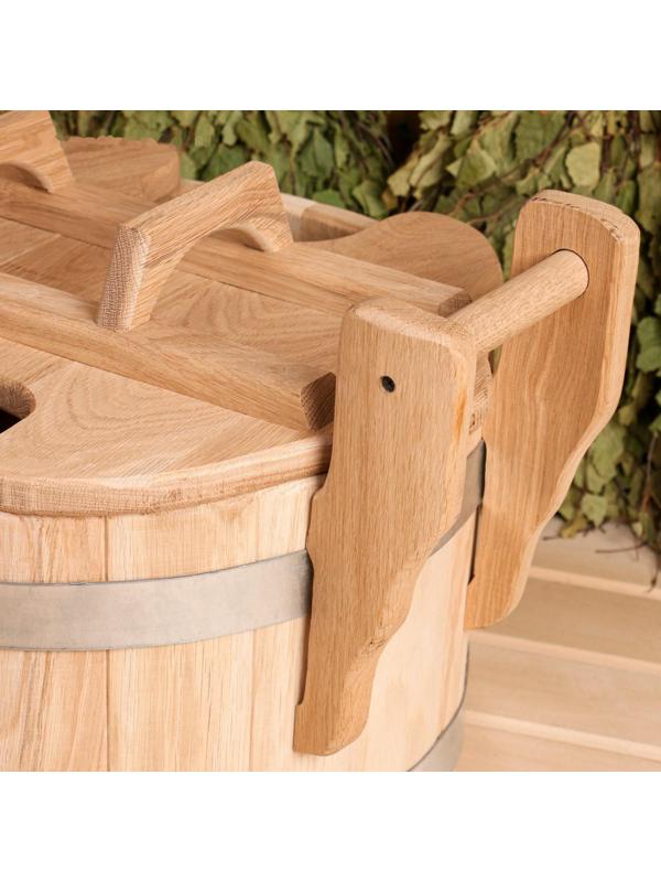 Запарник из дуба, премиум, 23л, с крышкой, на два веника