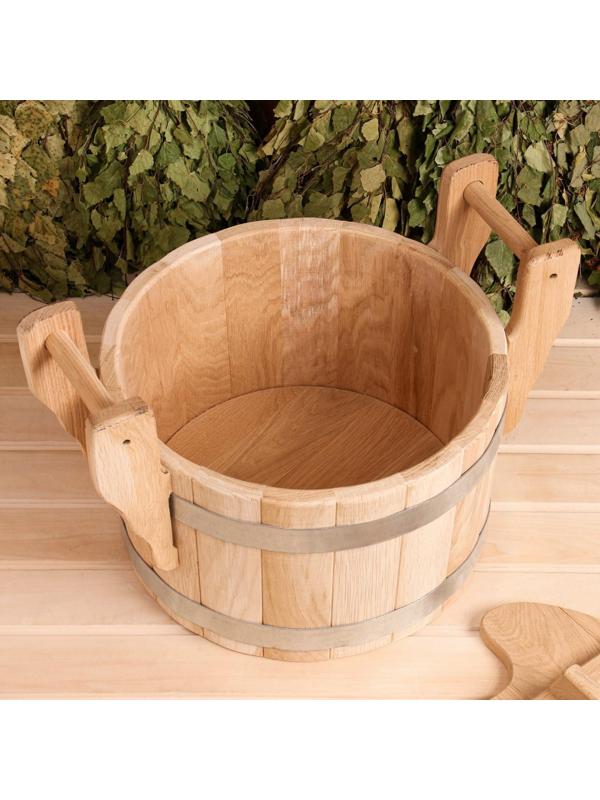Запарник из дуба, премиум, 23л, с крышкой, на два веника
