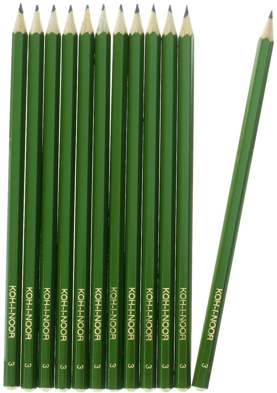 Набор 12 штук карандаш чернографитный Koh-I-Noor 1702/3 HB, граненый (2645619)
