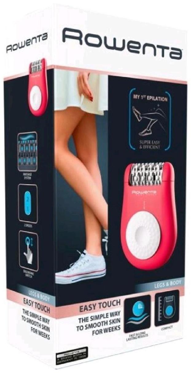 Эпилятор Rowenta EP1110F0, 4.8 Вт, 24 пинцета, 2 скорости, 1 насадка, 220 В, розовый