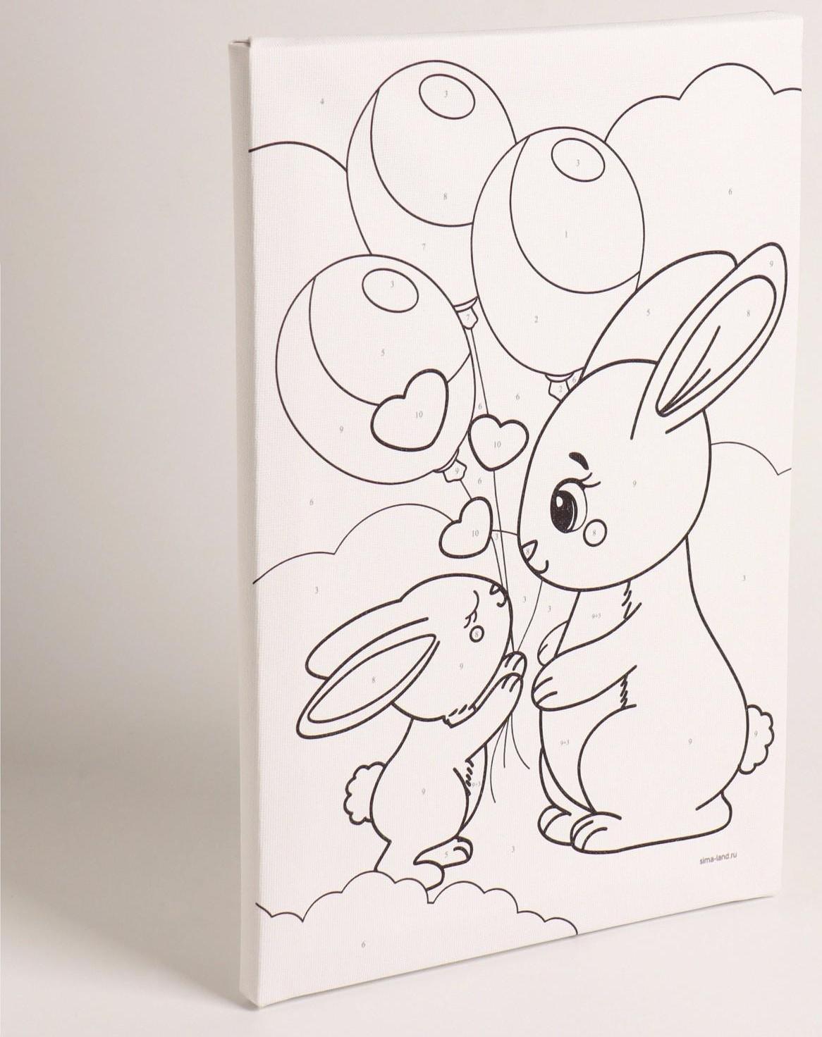 Картина по номерам «Зайки с шариками» 20×30 см