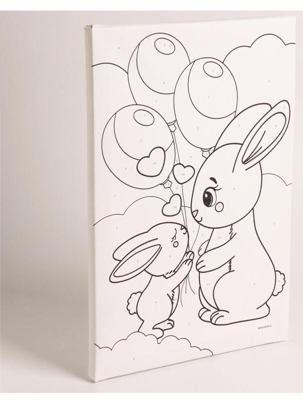 Картина по номерам «Зайки с шариками» 20×30 см